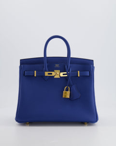 *FIRE PRICE* Hermes Birkin 25 Retourne Bag in Bleu France Togo Leather with Gold Hardware