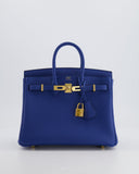 *FIRE PRICE* Hermes Birkin 25 Retourne Bag in Bleu France Togo Leather with Gold Hardware