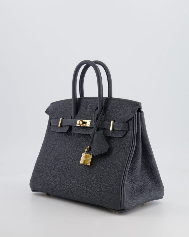 Hermes Birkin 25 Retourne Bag in Gris Misty Togo Leather with Permabrass Hardware