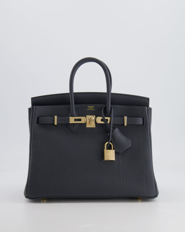 Hermes Birkin 25 Retourne Bag in Gris Misty Togo Leather with Permabrass Hardware
