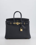 Hermes Birkin 25 Retourne Bag in Gris Misty Togo Leather with Permabrass Hardware
