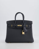 Hermes Birkin 25 Retourne Bag in Gris Misty Togo Leather with Permabrass Hardware