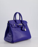 Hermes Birkin 25 Retourne Bag in Bleu Electric Tadelakt Leather with Palladium Hardware