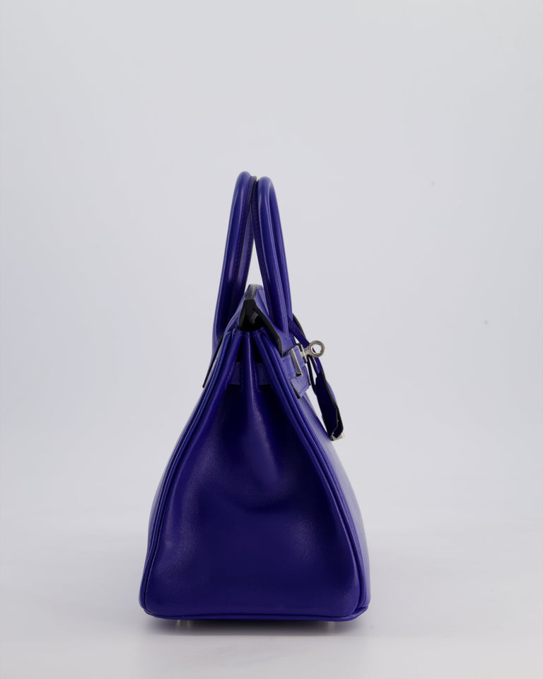 Hermes Birkin 25 Retourne Bag in Bleu Electric Tadelakt Leather with Palladium Hardware