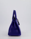 Hermes Birkin 25 Retourne Bag in Bleu Electric Tadelakt Leather with Palladium Hardware