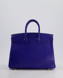 Hermes Birkin 25 Retourne Bag in Bleu Electric Tadelakt Leather with Palladium Hardware