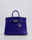 Hermes Birkin 25 Retourne Bag in Bleu Electric Tadelakt Leather with Palladium Hardware