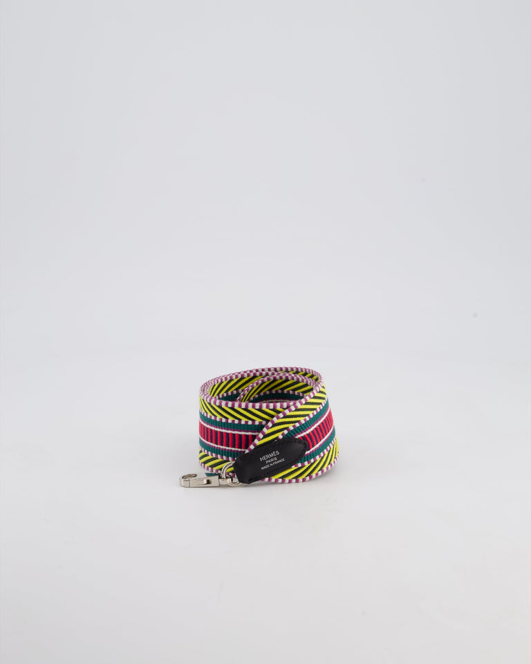 Hermes Multi Colour Canvas Sangle Cavale 50MM Bag Strap with Palladium Hardware