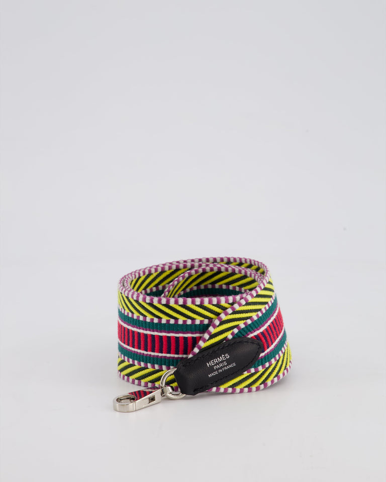 Hermes Multi Colour Canvas Sangle Cavale 50MM Bag Strap with Palladium Hardware