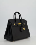 *HOLY GRAIL* Hermes Birkin 25 Retourne Bag in Noir Togo Leather with Gold Hardware