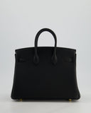 *HOLY GRAIL* Hermes Birkin 25 Retourne Bag in Noir Togo Leather with Gold Hardware