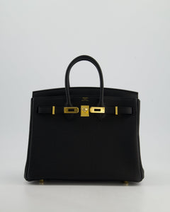 *HOLY GRAIL* Hermes Birkin 25 Retourne Bag in Noir Togo Leather with Gold Hardware
