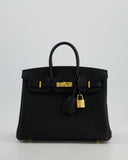 *HOLY GRAIL* Hermes Birkin 25 Retourne Bag in Noir Togo Leather with Gold Hardware
