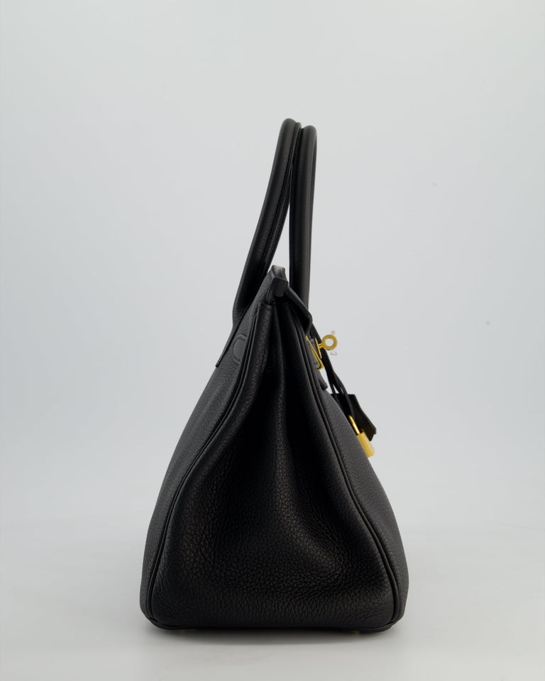 *RARE* Hermes Birkin 30 Retourne Bag in Noir Togo Leather with Gold Hardware