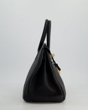 *RARE* Hermes Birkin 30 Retourne Bag in Noir Togo Leather with Gold Hardware