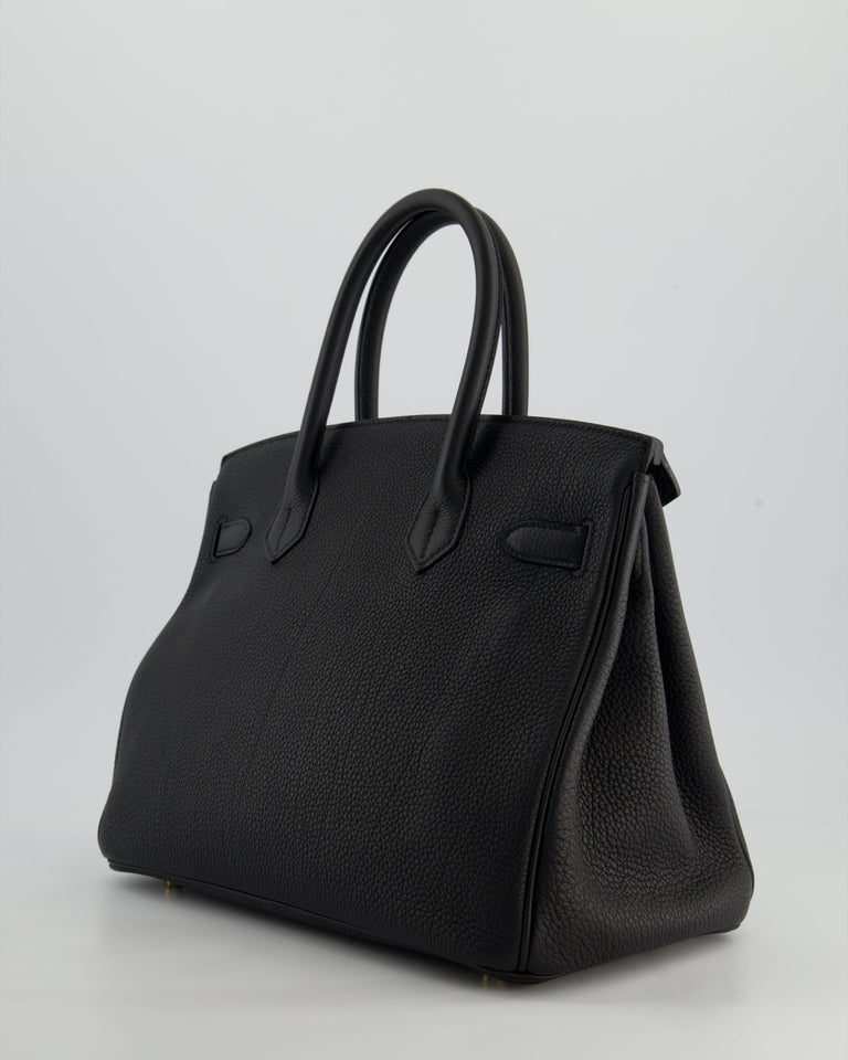 *RARE* Hermes Birkin 30 Retourne Bag in Noir Togo Leather with Gold Hardware