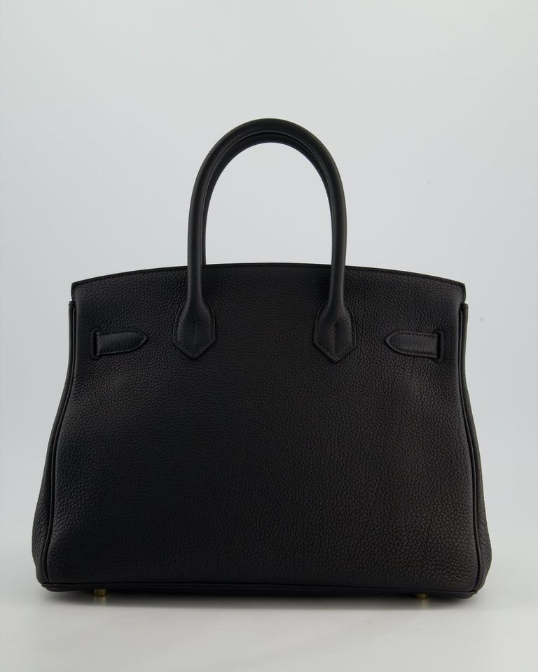 *RARE* Hermes Birkin 30 Retourne Bag in Noir Togo Leather with Gold Hardware