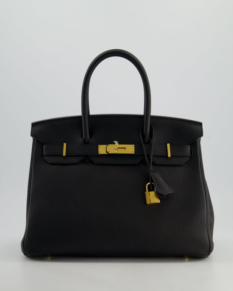 *RARE* Hermes Birkin 30 Retourne Bag in Noir Togo Leather with Gold Hardware