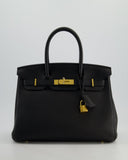 *RARE* Hermes Birkin 30 Retourne Bag in Noir Togo Leather with Gold Hardware