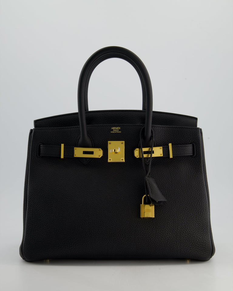 *RARE* Hermes Birkin 30 Retourne Bag in Noir Togo Leather with Gold Hardware
