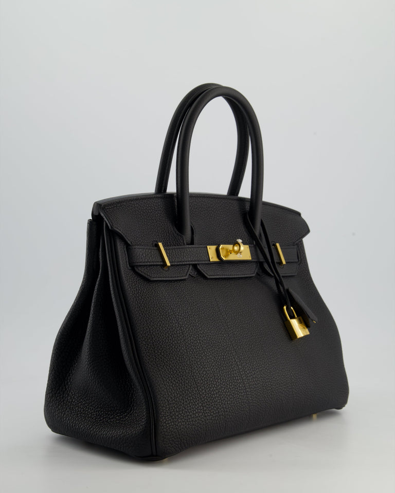 *RARE* Hermes Birkin 30 Retourne Bag in Noir Togo Leather with Gold Hardware