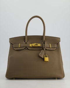 *RARE* Hermes Birkin 30 Retourne Bag in Etoupe Togo Leather with Gold Hardware