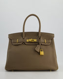 *RARE* Hermes Birkin 30 Retourne Bag in Etoupe Togo Leather with Gold Hardware