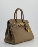 *RARE* Hermes Birkin 30 Retourne Bag in Etoupe Togo Leather with Gold Hardware