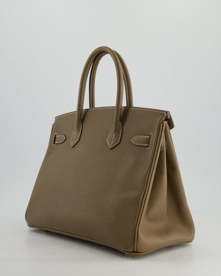 *FIRE PRICE* Hermes Birkin 30 Retourne Bag in Etoupe Epsom Leather with Gold Hardware