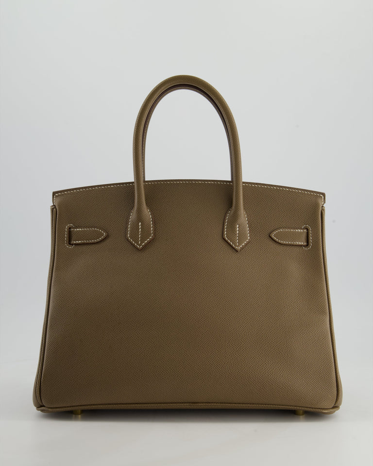 *FIRE PRICE* Hermes Birkin 30 Retourne Bag in Etoupe Epsom Leather with Gold Hardware