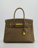 *FIRE PRICE* Hermes Birkin 30 Retourne Bag in Etoupe Epsom Leather with Gold Hardware
