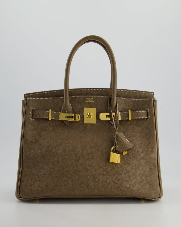 *FIRE PRICE* Hermes Birkin 30 Retourne Bag in Etoupe Epsom Leather with Gold Hardware