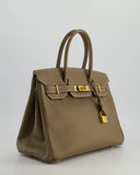 *FIRE PRICE* Hermes Birkin 30 Retourne Bag in Etoupe Epsom Leather with Gold Hardware