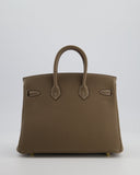 *VERY RARE* Hermes Birkin 25 Retourne Bag in Etoupe Togo Leather with Brushed Gold Hardware