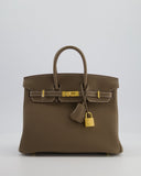 *VERY RARE* Hermes Birkin 25 Retourne Bag in Etoupe Togo Leather with Brushed Gold Hardware