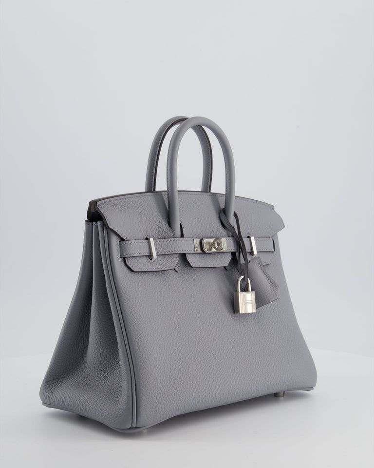 *RARE* Hermes Birkin 25 Retourne Bag in Gris Pantin Togo Leather with Palladium Hardware