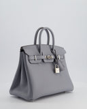 *RARE* Hermes Birkin 25 Retourne Bag in Gris Pantin Togo Leather with Palladium Hardware