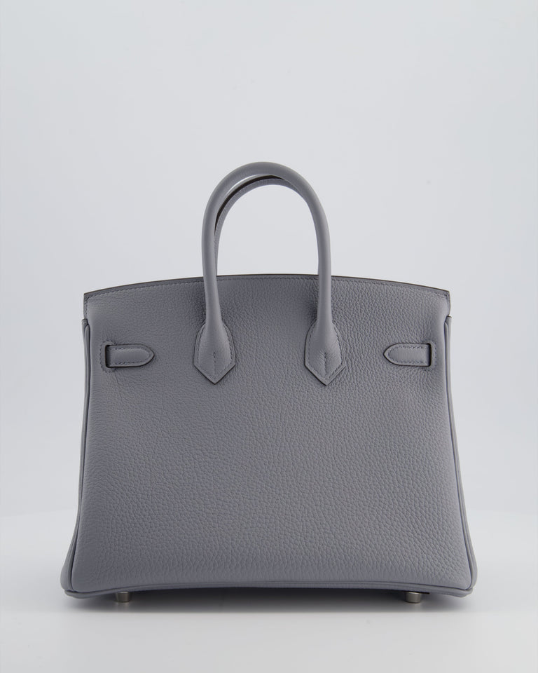 *RARE* Hermes Birkin 25 Retourne Bag in Gris Pantin Togo Leather with Palladium Hardware