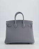 *RARE* Hermes Birkin 25 Retourne Bag in Gris Pantin Togo Leather with Palladium Hardware