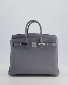 *RARE* Hermes Birkin 25 Retourne Bag in Gris Pantin Togo Leather with Palladium Hardware