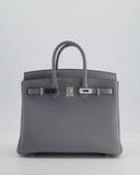 *RARE* Hermes Birkin 25 Retourne Bag in Gris Pantin Togo Leather with Palladium Hardware