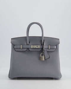 *RARE* Hermes Birkin 25 Retourne Bag in Gris Pantin Togo Leather with Palladium Hardware