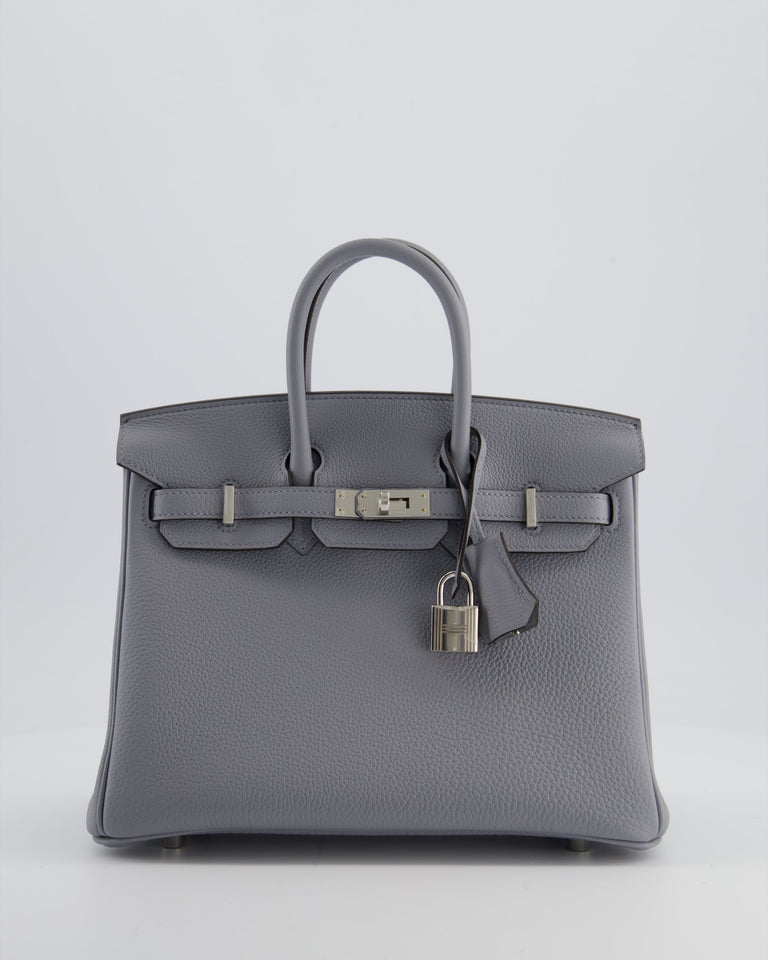 *RARE* Hermes Birkin 25 Retourne Bag in Gris Pantin Togo Leather with Palladium Hardware