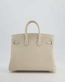 *HOT* Hermes Birkin 25 Retourne Bag in Craie Togo Leather with Gold Hardware