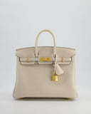 *HOT* Hermes Birkin 25 Retourne Bag in Craie Togo Leather with Gold Hardware