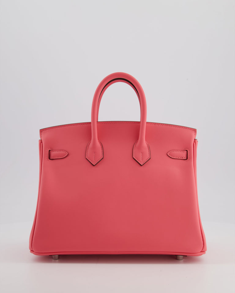 Hermes Birkin 25 Retourne Bag in Rose Azalee Swift Leather with Palladium Hardware