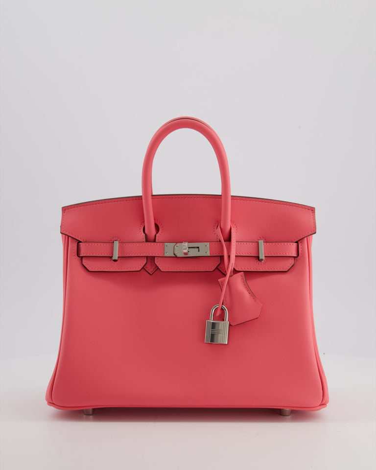 Hermes Birkin 25 Retourne Bag in Rose Azalee Swift Leather with Palladium Hardware