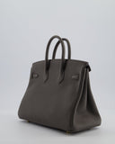 Hermes Birkin 25 Retourne Bag in Gris Etain Togo Leather with Gold Hardware