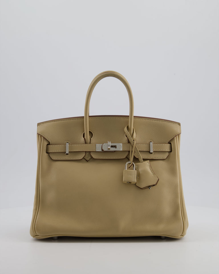 *FIRE PRICE* Hermes Birkin 25 Retourne Bag in Parchemin Swift Leather with Palladium Hardware