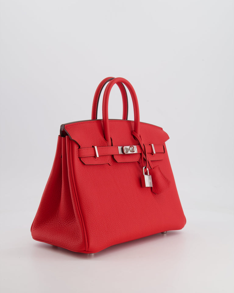 Hermes Birkin 25 Retourne Bag in Rouge de Coeur Togo Leather with Palladium Hardware